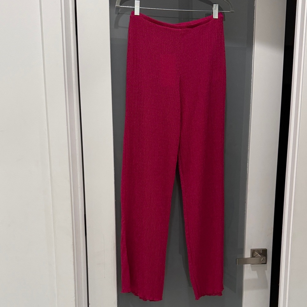 Zara Vibrant Pink Leg Pants- see through pants for the beach.